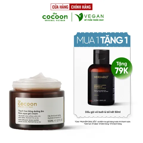 Bigsize - Thạch hoa hồng Cocoon (kem dưỡng ẩm) cấp ẩm cho da khô 100ml VEGAN mỹ phẩm thuần chay