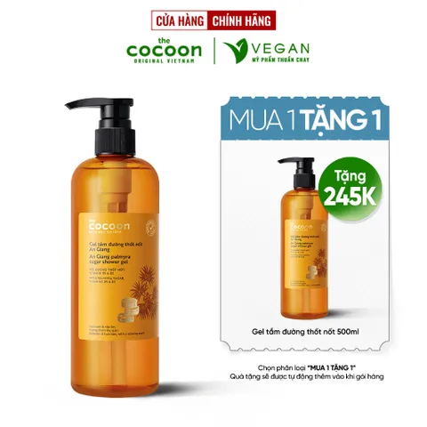 Gel tắm Cocoon đường thốt nốt An Giang 500ml thuần chay sáng mịn