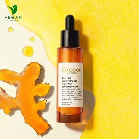 Tinh chất nghệ Hưng Yên 10% Vitamin C cocoon 30ml (turmeric serum) thuần chay