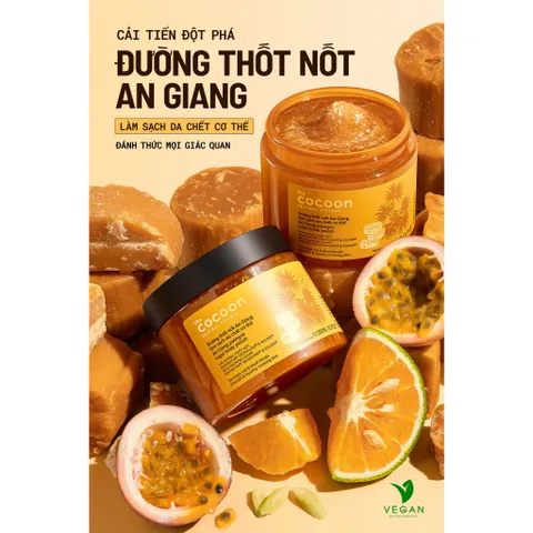 Tẩy da chết cơ thể đường thốt nốt An Giang Cocoon 200ml thuần chay