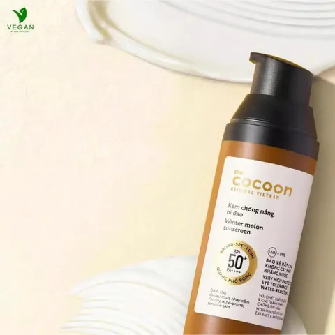 [SVIP] Kem chống nắng bí đao quang phổ rộng, bảo vệ rất cao SPF 50 +, PA ++++ Cocoon 50ml thuần chay
