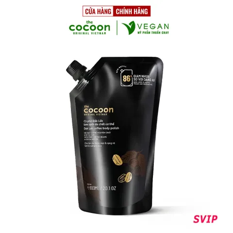[SVIP] Big size Cà phê Đắk Lắk làm sạch da chết cơ thể body cocoon 600ml thuần chay