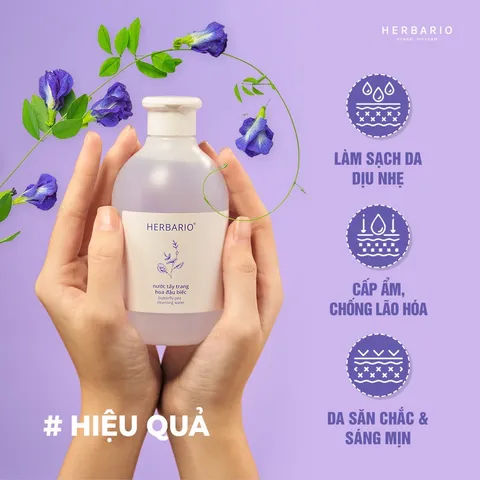 Bộ 3 Hoa đậu biếc chống lão hóa da: Nước tẩy trang 300ml + Toner 200ml + Sữa rửa mặt tạo bọt 100ml