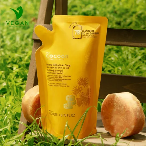 Combo 1 Hũ Tẩy da chết cơ thể đường thốt nốt An Giang Cocoon 200ml + 1 Túi Refill Tẩy da chết đường thốt nốt 200ml