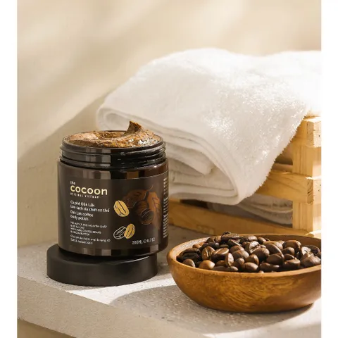 Combo Cà phê Đắklắk làm sạch da chết Body Cocoon 200ml HŨ + tẩy da chết môi Cà phê đắk lắk Cocoon 5g