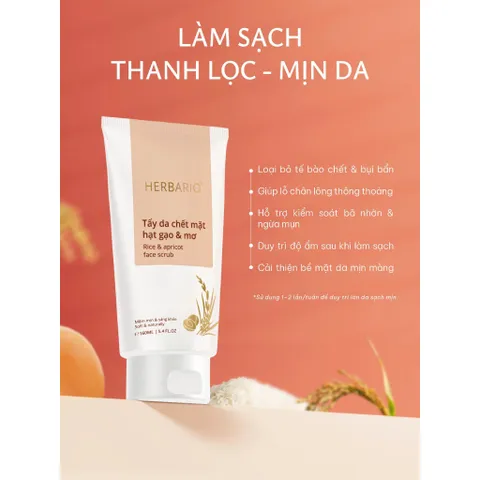 Combo Tẩy da chết mặt Cà phê Đắk Lắk Cocoon 150ml + Tẩy da chết mặt hạt gạo & mơ Herbario 160ml