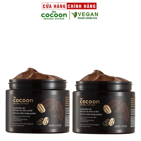 Combo 2 HŨ Cà phê Đắk lắk làm sạch da chết COCOON 200ml(Dak lak coffee body polish)