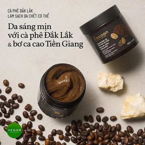 Combo 2 HŨ Cà phê Đắk lắk làm sạch da chết COCOON 200ml(Dak lak coffee body polish)