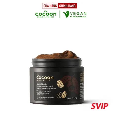 [SVIP] - Cà phê Đắk lắk làm sạch da chết COCOON 200ml HŨ (Dak lak coffee body polish)