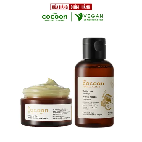Combo gel bí đao rửa mặt cocoon 140ml + Mặt nạ bi đao cocoon 30ml