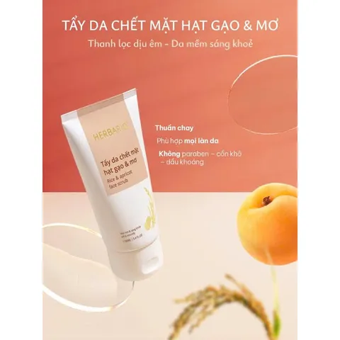 [SVIP] - Tẩy da chết mặt hạt gạo & mơ Herbario 160ml
