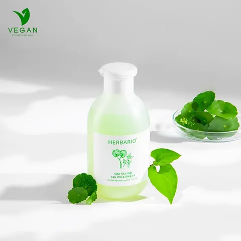 Sữa rửa mặt Rau má & Diếp cá Herbario 200ML giảm dầu mụn thuần chay
