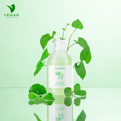 Sữa rửa mặt Rau má & Diếp cá Herbario 200ML giảm dầu mụn thuần chay