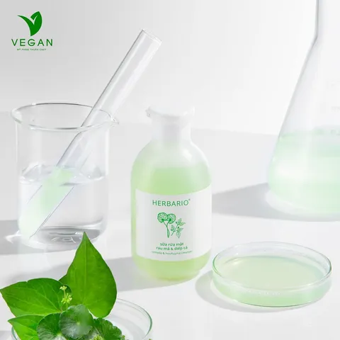 Sữa rửa mặt Rau má & Diếp cá Herbario 200ML giảm dầu mụn thuần chay
