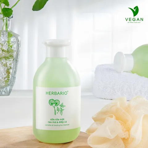 Sữa rửa mặt Rau má & Diếp cá Herbario 200ML giảm dầu mụn thuần chay