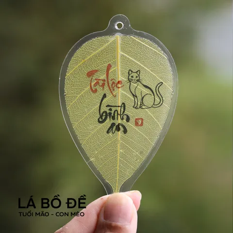 Lá bồ đề 12 con giáp VEGAN thuần chay Bình An, Tài Lộc để ốp lưng, móc khoá
