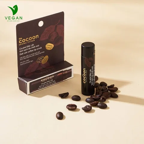 Cà phê đắk lắk làm sạch da chết môi cocoon 5g + Sữa kem chống nắng bí đao cocoon 5ml thuần chay