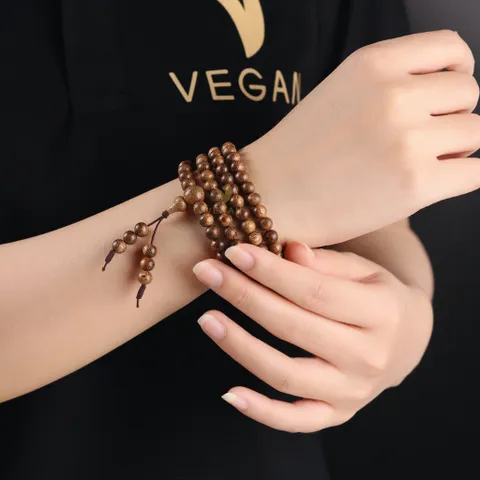 Vòng tay trầm hương VEGAN thuần chay chuỗi tràng 108 hạt