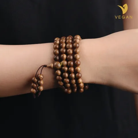 Vòng tay trầm hương VEGAN thuần chay chuỗi tràng 108 hạt
