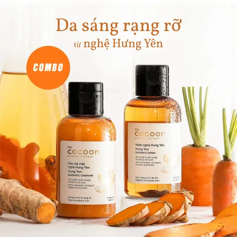 Bộ 4 sản phẩm nghệ cocoon: Sữa rửa mặt nghệ 140ml + Mặt nạ nghệ 30ml + Toner nghệ 140ml + tinh chất nghệ 30ml