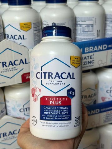 Viên uống Citracal Calcium Supplement + D3 |280 viên| Hấp thu lượng Calci tối đa vào xương & Hỗ trợ xương chắc khỏe [S/P Chuẩn Mỹ]