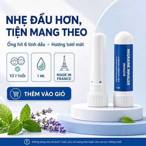 Ống Hít Giảm Đau Đầu Puressentiel Migra Pure - Giải Pháp Nhanh Chóng Với 6 Tinh Dầu Hữu Cơ - Kiểm Soát Cơn Đau Nửa Đầu