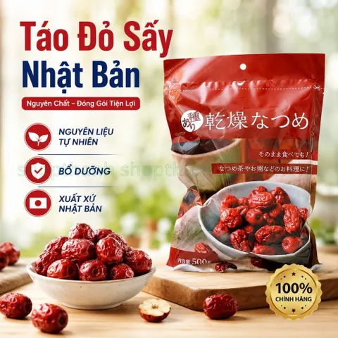Táo Đỏ Sấy Nhật Bản Natsume 500gr Ăn Vặt Healthy Dễ Dùng Bổ Sung Năng Lượng Hàng Ngày
