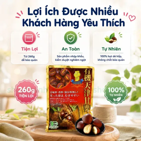 Hạt Dẻ Hấp Genseida Nhật Bản Gói 260g Thơm Ngon Tự Nhiên, Ăn Liền Thuận Tiện Dùng Mọi Lúc