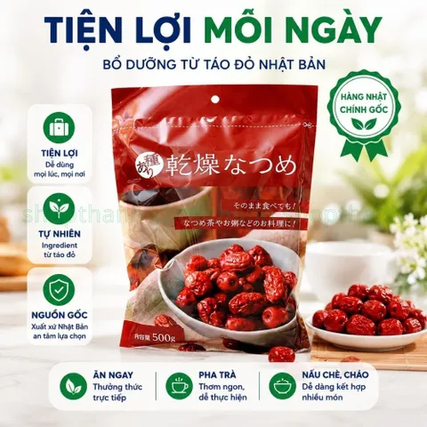 Táo Đỏ Sấy Nhật Bản Natsume 500gr Ăn Vặt Healthy Dễ Dùng Bổ Sung Năng Lượng Hàng Ngày