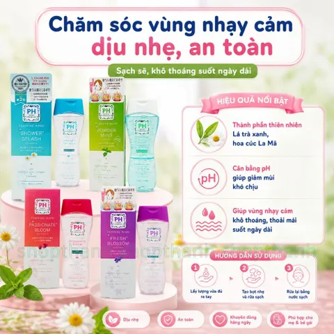 Dung Dịch Vệ Sinh Phụ Nữ Nhật Bản Ph Care Premium 150ml Giúp Khô Thoáng, Cân Bằng PH Tự Nhiên