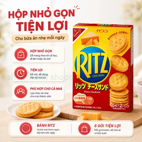 Bánh Ritz Hộp 2 Túi X 6 Bánh Quy Mặn Chính Hãng Tiện Lợi Cho Ăn Nhẹ Và Ăn Vặt Hàng Ngày