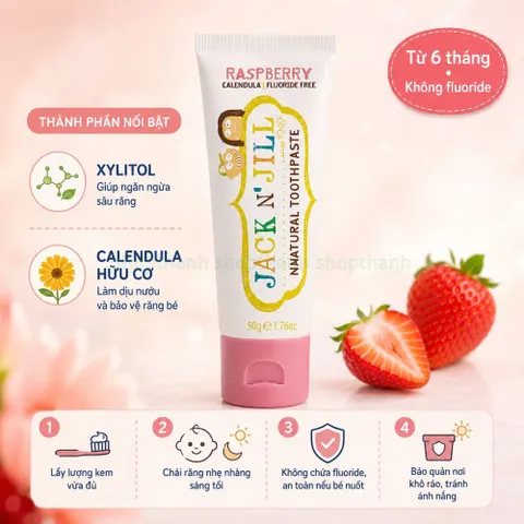 Kem Đánh Răng Jack N' Jill 50g - Úc Không Fluoride Cho Bé Từ 6 Tháng Tuổi An Toàn Khi Nuốt
