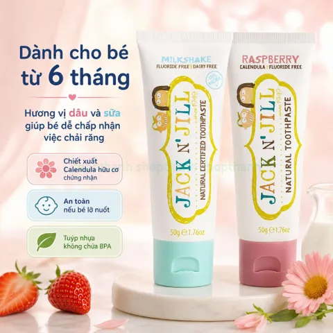 Kem Đánh Răng Jack N' Jill 50g - Úc Không Fluoride Cho Bé Từ 6 Tháng Tuổi An Toàn Khi Nuốt