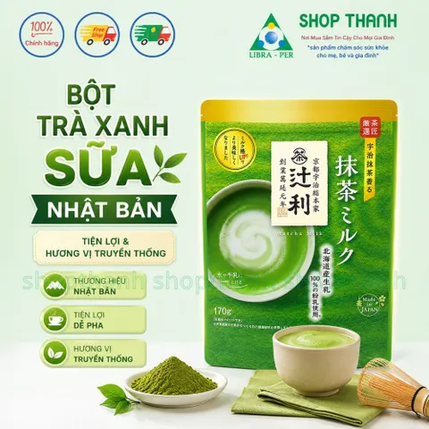 Bột Trà Xanh Sữa Nhật Ụi Matcha Milk 170g Pha Chế Nhanh Gọn Vị Trà Mềm Mượt Nhập Khẩu Nhật Bản