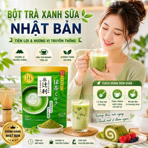 Bột Trà Xanh Sữa Nhật Ụi Matcha Milk 170g Pha Chế Nhanh Gọn Vị Trà Mềm Mượt Nhập Khẩu Nhật Bản
