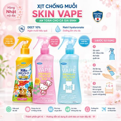 Xịt Chống Muỗi SkinVape Nhật Bản - Xua Đuổi Côn Trùng Hiệu Quả Không Độc Hại Cho Bé Trên 6 Tháng