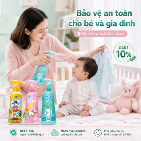 Xịt Chống Muỗi SkinVape Nhật Bản - Xua Đuổi Côn Trùng Hiệu Quả Không Độc Hại Cho Bé Trên 6 Tháng