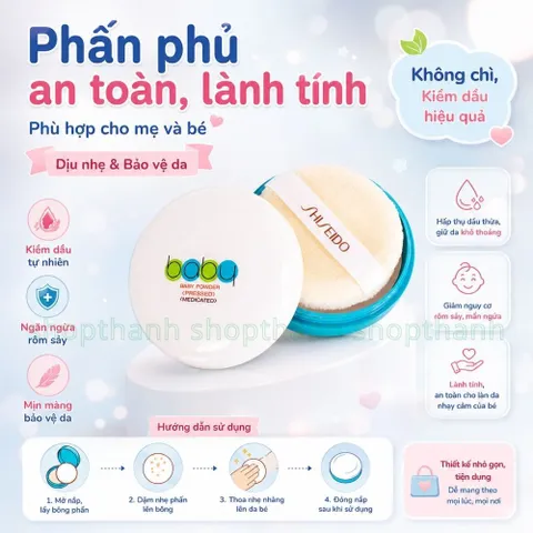 Phấn Rôm Shiseido Baby Powder Pressed Dạng Nén 50g Chống Rôm Sảy Cho Bé Và An Toàn Cho Mẹ Bầu