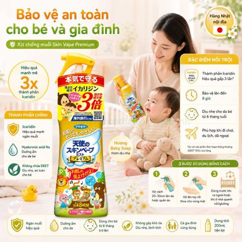 Xịt Chống Muỗi SkinVape Nhật Bản - Xua Đuổi Côn Trùng Hiệu Quả Không Độc Hại Cho Bé Trên 6 Tháng