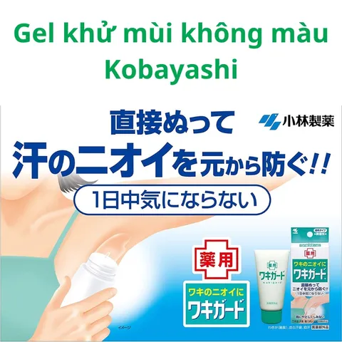 Lăn khử mùi gel trong suốt Kobayashi 50g kiểm soát mồ hôi không vệt trắng phù hợp da nhạy cảm nam nữ