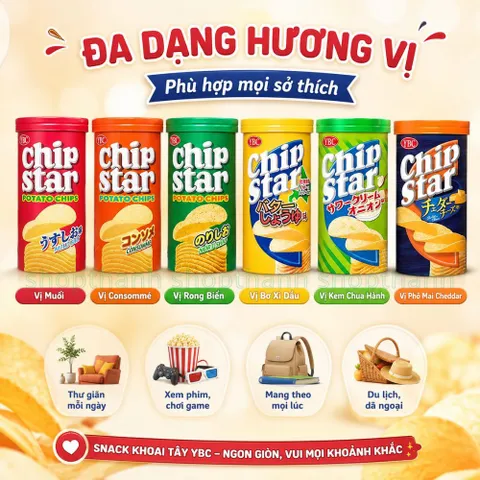 Snack Khoai Tây YBC Chip Star 45g Gói Đa Vị Giòn Ngon Hương Vị Nhật Bản Hút Khách Ăn Vặt
