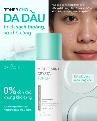 Micro Mint Crystal Toner Bạch Quả Bạc Hà Dr Lacir