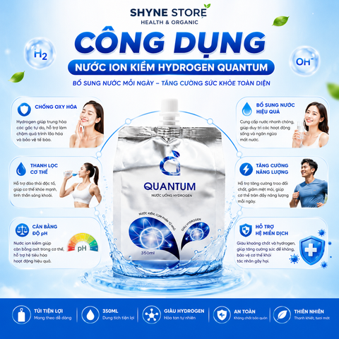 10 Túi Nước Kiềm Quantum - Nước Ion Giàu Hydrogen, Hỗ Trợ Chống Oxy Hóa, Cân Bằng pH