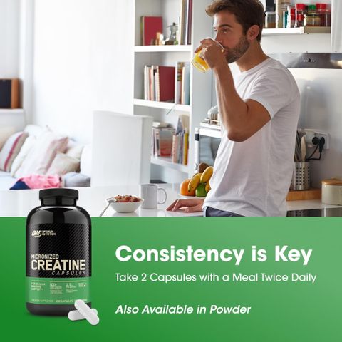 Creatine Capsules - Tăng sức mạnh hỗ trợ hiệu suất tập luyện săn chắc cơ bắp 200 viên sản xuất chính hãng tại Mỹ