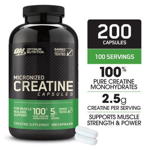 Creatine Capsules - Tăng sức mạnh hỗ trợ hiệu suất tập luyện săn chắc cơ bắp 200 viên sản xuất chính hãng tại Mỹ