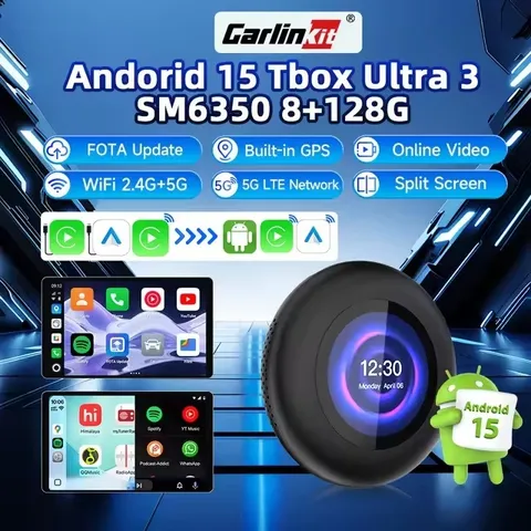 Android box ô tô Carlinkit Tbox Ultra, Chip Qualcomm SM6350, Android 15, 8GB+128GB, Wireless Carplay