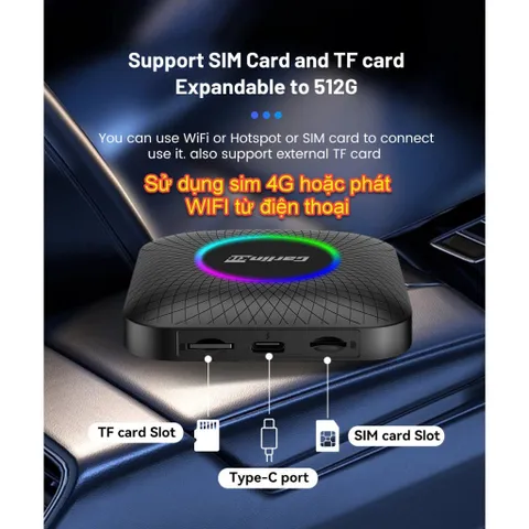 [TẶNG SÒ LẠNH] Android box cho ô tô Carlinkit Tbox Ambient, Qualcomm Snapdragon 6225 8 nhân