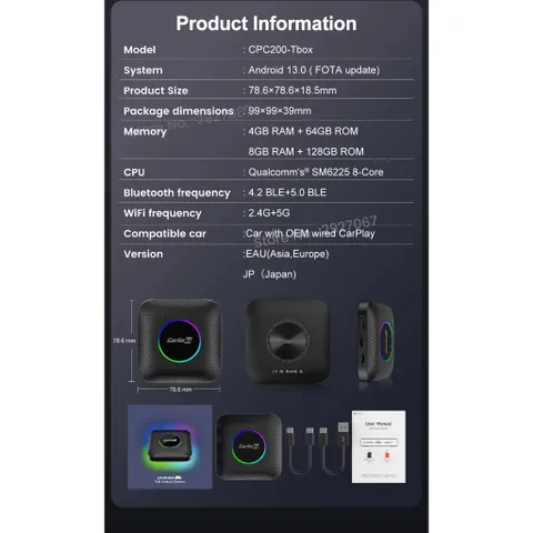 [MPV7, VF5, VF6, VF7, VF8, VF9, VFe34] Android box ô tô Carlinkit Tbox Ambient, chip QC 6225 8 nhân