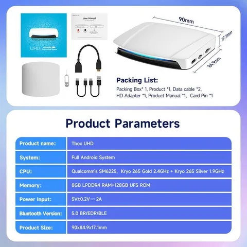Android box cho ô tô Carlinkit UHD Android 13, Qualcomm SM6225 8 nhân, HDMI