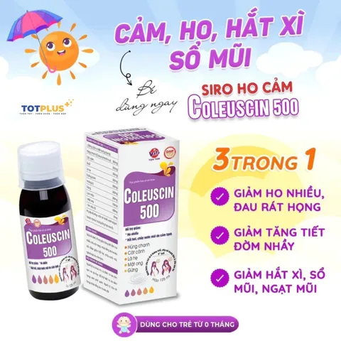 Siro Bổ Phế Coleuscin 500 - Hỗ Trợ Giảm Ho, Hỗ Trợ Long Đờm, Dùng Được Cho Cả Trẻ Sơ Sinh Và Phụ Nữ Có Thai